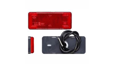 Lampa pozitie gabarit 12/24V; cu element reflectorizant; cu cablu; dreptunghiular; fixare cu holsurub; LED; rosu; Latime: 113 mm; Inaltime: 44 mm; adancime: 13 mm;