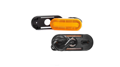 Lampa pozitie gabarit 12/24V; lungime cablu 0,5m; cu element reflectorizant; cu cablu; oval; fixare cu holsurub; LED; galben; Latime: 126 mm; Inaltime: 51 mm; adancime: 26 mm; 