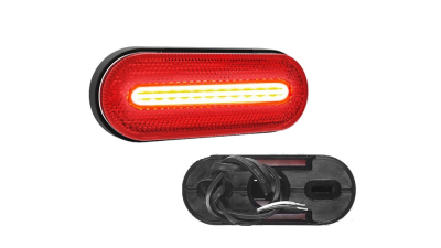 Lampa pozitie gabarit 12/24V; lungime cablu 0,5m; cu element reflectorizant; cu cablu; oval; fixare cu holsurub; LED; rosu; Latime: 126 mm; Inaltime: 51 mm; adancime: 26 mm;