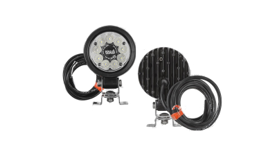 Proiector de lucru 12/24V; 48W; 5000 lm; 9 diode de lumini; carcasa aluminiu; cu cablu; rotund; cu suport; carcasa neagra; 1 buc.