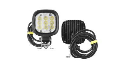 Proiector de lucru 12/24V; 4000 lm; 9 diode de lumini; carcasa aluminiu; cu cablu; patrat; cu suport; carcasa neagra; 1 buc.