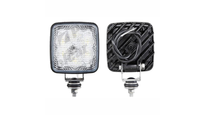 Proiector de lucru 12/24V; 1600 lm; unghi raza lumina 28 grade; carcasa aluminiu; cu cablu; patrat; cu suport; 12xLED; Latime: 105 mm; Inaltime: 105 mm; 1 buc.