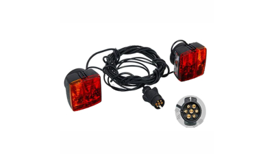 Set stopuri magnetice remorca auto cu lampi 12V; cu cablu 7m; patrat; tip bec C5W+P21W; 107x99x54 mm; mufa cu 7 pini