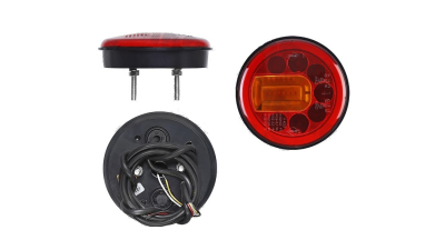 Stop lampa spate rotunda cu LED 12/24V 121x36mm cu pozitie, stop frana, semnalizare, cu cablaj, distanta intre suruburi fixare 45 mm, partea stanga, 1 buc.