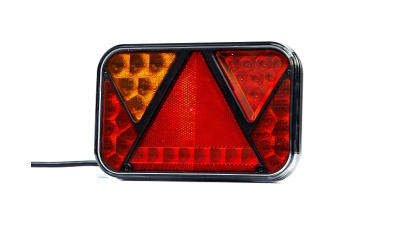 Stop lampa spate cu LED 12/24V, 200x130x50mm montare surub cu spatiu 150mm, cablu 1m; cu indicator led; cu lumini nr inmatriculare; cu triunghi reflectorizant; cu lampa de mers inapoi; cu lumina de parcare LED; cu lumina frana partea stanga, 1 buc.