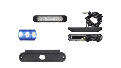 Lampa avertizare 12/24V cu 6 leduri albastra, 132x28x19mm, cu cablaj, flash-uri 6 functii, fixare cu suruburi
