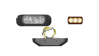 Lampa avertizare 12/24V cu 2 leduri portocalie 72x28x19mm, distanta intre gauri 72mm, fixare cu suruburi
