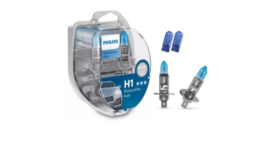 Bec H1 PHILIPS 99ZB191P, 12V; 55W; WhiteVision ultra; albastru; + 2 x W5W; P14.5s; ECE, 2 buc.
