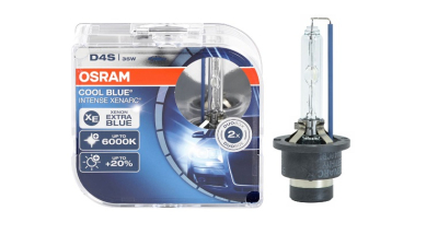 Set becuri auto Xenon D4S pentru far OSRAM Cool Blue Intense cu pana la 20% mai multa lumina, 12/24V; 35W; culoare temperatura 6000K; P32d-5; 2 buc. 66440CBIHCB