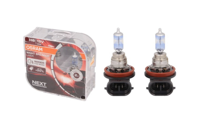 Set becuri auto halogen OSRAM H8 12V; 35W; night breaker laser; 800lm; cu pana 150% mai multa lumina; culoare temperatura 3900K; PGJ19-1; 64212NLHCB, 2 buc.