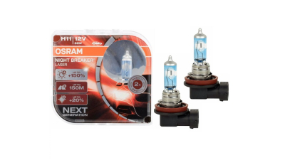 Set becuri auto OSRAM H11 12V; 55W; Night Breaker Laser; 1350lm; cu pana 150% mai multa lumina; culoare temperatura 3750K; PGJ19-2; 64211NLHCB