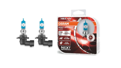 Set becuri auto halogen OSRAM HB3 (9005) 12V; 60W; Night breaker laser; 1860lm; cu pana 150% mai multa lumina; culoare temperatura 3800K; P20d; 9005NLHCB, 2 buc.