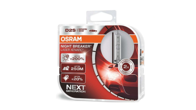 Set becuri auto Xenon D2S pentru far OSRAM Night Breaker Laser cu pana la 200% mai multa lumina, 12/24V; 35W; 3200 lm; culoare temperatura 4500K; P32d-2;