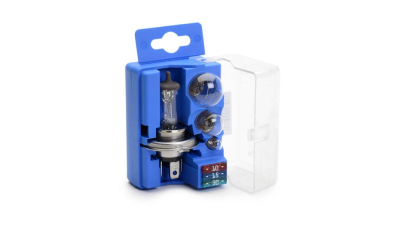 Set becuri auto HELLA 12V; kit: H4, P21W, R5W, T4W, 3 sigurante; 8GJ002525971
