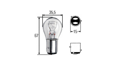 Bec auto P21/4W HELLA 12V; 21/4W; BAZ15d; 8GD004772121, 1 buc.