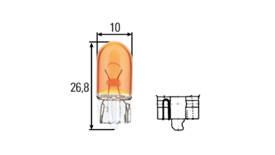 Bec auto WY5W HELLA 12V; 5W; galben; W2.1x9.5d; 8GP003594541, 10 buc la cutie