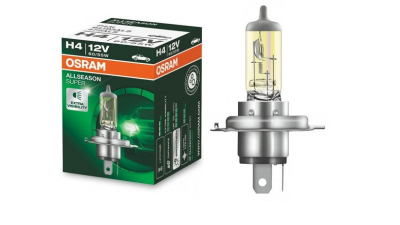 Bec auto halogen OSRAM H4 12V; 60/55W; allseason super; 30% mai multa lumina; galben; P43t; 64193ALS, 1 buc.