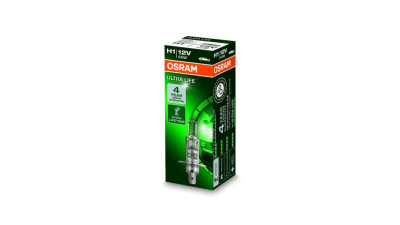 Bec auto cu halogen OSRAM H1 12V 55W P14.5S Ultralife; triplu durabilitate 1 buc. 64150ULT