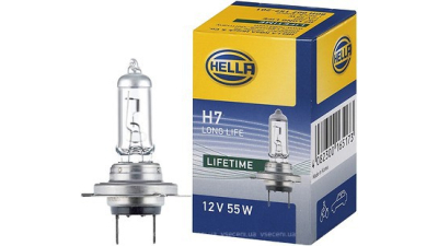 Bec auto halogen HELLA H7 12V; 55W; long life; durabilitate tripla; Px26d; 8GH007157201, 1 buc.