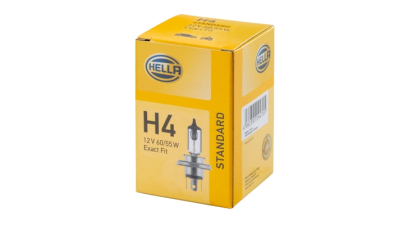 Bec auto halogen HELLA H4 12V; 60/55W; performance; 60% mai multa lumina; P43t; 8GJ223498221, 1 buc.