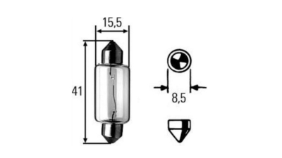 Bec auto tip sofit Hella 8GM002091141, 12V 15W W15W, soclu SV8,5-8, 1 buc.