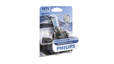 Bec H11 PHILIPS 99ZS229P, 12V; 55W; WhiteVision ultra; albastru; PGJ19-2; ECE, 1 buc.
