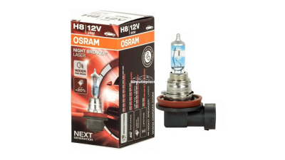 Bec auto halogen OSRAM H8 12V; 35W; night breaker laser; 800lm; cu pana 150% mai multa lumina; culoare temperatura 3900K; PGJ19-1; 64212NL, 1 buc.
