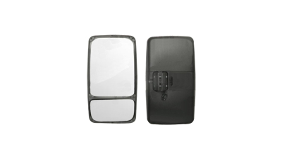 Oglinda retrovizoare exterioara Tir Partea Dreapta Geam Impartit Manuala Incalzita 330X185mm pentru brat fi 20/32mm, oglinda mica se regleaza separat, TENSIUNE 24V 