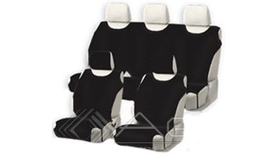 Huse scaune auto tip maieu complete fata si spate din bumbac, culoare Negru 
