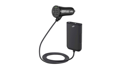 Incarcator auto AMIO 12/24V , 2X USB 2.4A 5V fisa pricheta + 2X USB 2.4A 5V extindere 1.5m pentru pasageri spate
