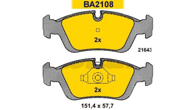 Set placute frana fata Barum BA2108 Bmw 3 (E36) 3 (E46) 3 Cabriolet (E36) 3 Cabriolet (E46) 3 Compact (E36) 3 Compact (E46) 3 Touring (E36) 3 Touring (E46) 3 Cupe (E36) 3 Cupe (E46) Z3 (E36) Z3 Cupe (
