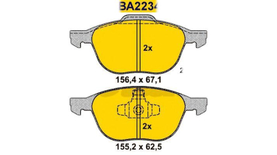 Set placute frana fata Barum BA2234 Ford C-Max (Dm2) C-Max 2 Ecosport Focus C-Max Focus 2 (Da_) Focus 2 Cabriolet Focus 2 Combi (Da_) Focus 2 Limuzina (Da_) Focus 3 Focus 3 Turnier Focus 3 Limuzina Gr