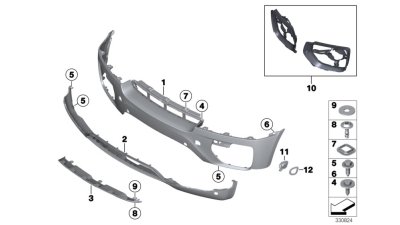Kit Montaj Bara Fata Bmw X5 E70, E71, X6 E72, set suruburi si piulite fixare bara fata , 51112413988
