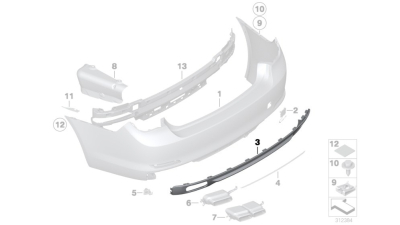 Ornament Inferior Bara Spate Bmw Seria 7 F01 F02 sedan ; original 51127209918