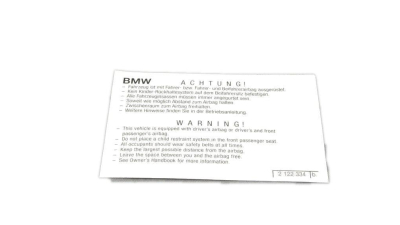 Informatii Emblema Airbag DE/EN Bmw 1er 3er 5er 6er 7er 8er X1 X3 X5 X6 Z4 Z8 71212122334