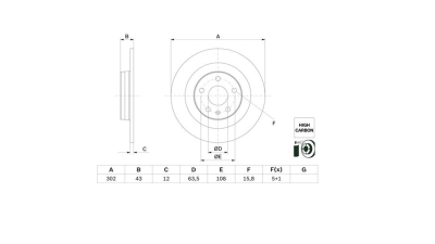 Set discuri frana Volvo S60 3 (224), 02.2019-, S90 2 (234), 01.2016-, V60 2 (225, 227), 02.2018-, V90 2 Estate (235, 236), 03.2016-, Xc60 2 (246), 03.2017-, BOSCH 0986479F31
