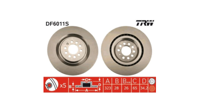 Set discuri frana Seat Leon (1m1), 11.1999-06.2006, parte montare Fata, TRW DF6011S