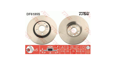 Disc frana TRW DF6185S, Fata