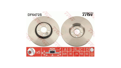Disc frana TRW DF6472S, Fata