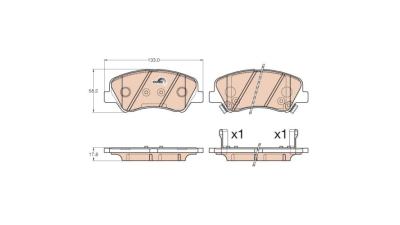 Placute frana Hyundai Accent 4 Sedan (Rb), 08.2010-, Solaris Sedan (Hcr), 01.2017-; Kia Rio 3 (Ub), 09.2011-, Rio 3 Sedan (Ub), 09.2010-, Rio 4 (Yb, Sc, Fb), 01.2017-, TRW GDB3548
