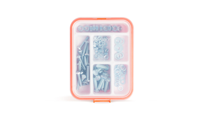 Set de suruburi metrice, 2 marimi - surub, saiba, piulita - 90 piese / cutie HANDY