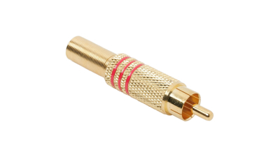 Fisa RCA placat cu aur pentru cablu de maxim 6 mm, marcaj rosu, set 10 buc