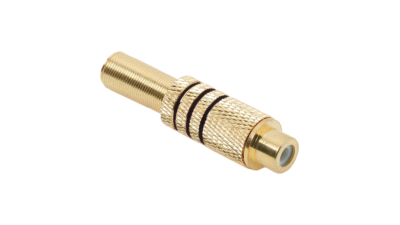 Soclu RCA placat cu aur pentru cablu de maxim 6 mm, marcaj negru set 10 buc
