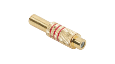 Soclu RCA placat cu aur pentru cablu de maxim 6 mm, marcaj rosu set 10 buc