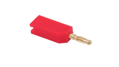 Fisa banana contact aurit pentru cablu max. 4mm, marcaj rosu, set 10 buc
