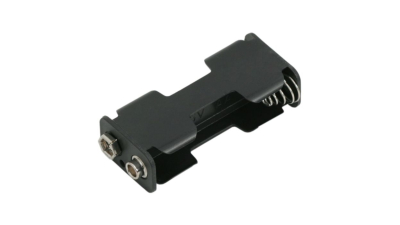 Suport baterie AA 2 buc (baterie creion), 57x17mm, cu mufa de conectare de tip baterie de 9 V.