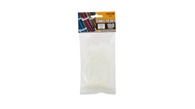Coliere de plastic 100x2,5mm, fasete 100 buc, culoare alb