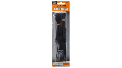 Coliere de plastic asortate 75 buc, 2.5x100 , 4.5x120mm, 2.5x200mm, Set de fasete culoare negru