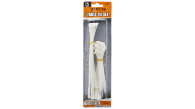 Coliere de plastic asortate 75 buc, 2.5x100 , 4.5x120mm, 2.5x200mm, Set de fasete culoare alb