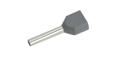 Varf cablu pentru cablu de 2 x 0,75 mm2, izolatie Gri, set 100 buc